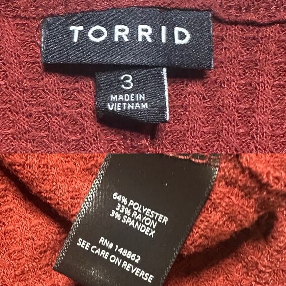 Torrid Hilo Tee Womens 3X Tunic Waffle Knit V Neck Faux Button Top - Picture 6 of 6